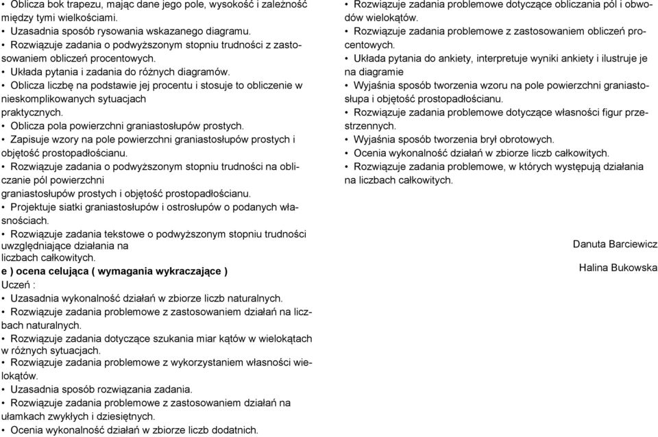 Oblicza liczbę na podstawie jej procentu i stosuje to obliczenie w nieskomplikowanych sytuacjach praktycznych. Oblicza pola powierzchni graniastosłupów prostych.