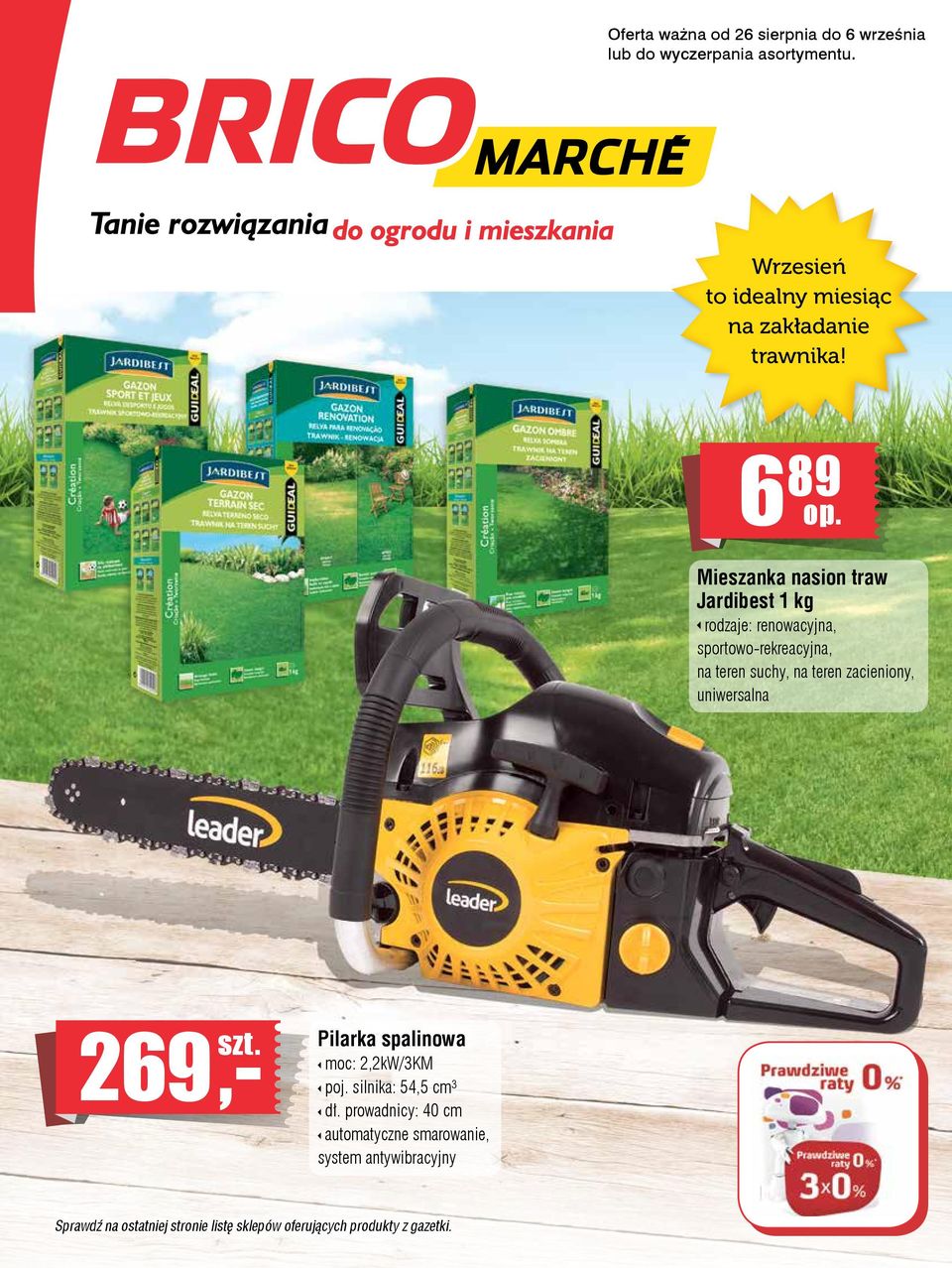 6 89 Mieszanka nasion traw Jardibest 1 kg rodzaje: renowacyjna, sportowo-rekreacyjna, na teren suchy, na teren