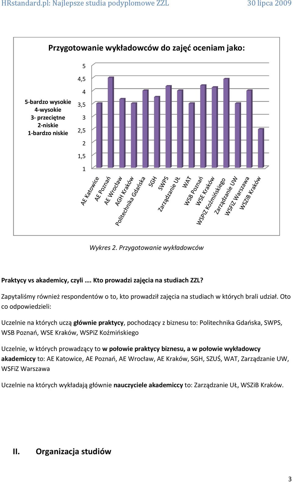 Oto co odpowiedzieli: Uczelnie na których uczą głównie praktycy,, pochodzący z biznesu to: Politechnika Gdańska, SWPS, WSB Poznań, WSE Kraków, WSPiZ Koźmińskiego Uczelnie, w których prowadzący to w
