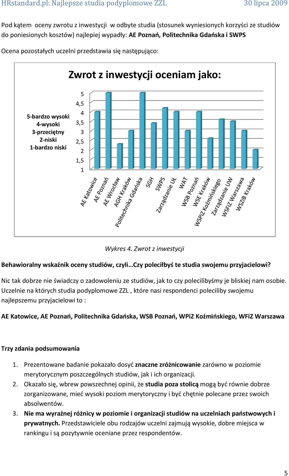 Zwrot z inwestycji Behawioralny wskaźnik oceny studiów, czyli Czy poleciłbyś te studia swojemu przyjacielowi?