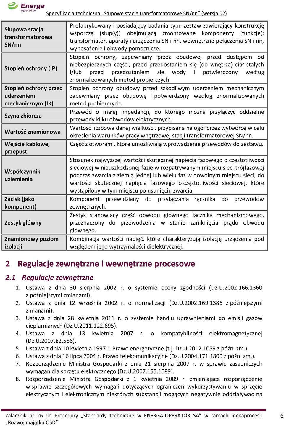 (funkcje): transformator, aparaty i urządzenia SN i nn, wewnętrzne połączenia SN i nn, wyposażenie i obwody pomocnicze.