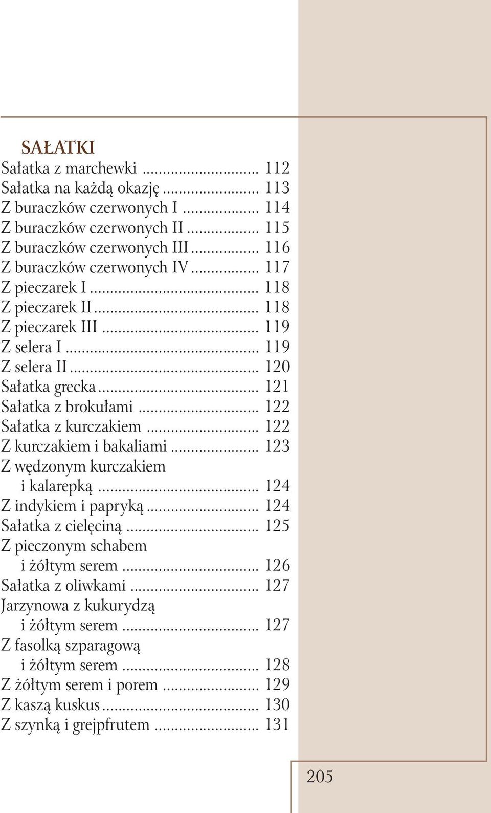.. 122 Sałatka z kurczakiem... 122 Z kurczakiem i bakaliami... 123 Z wędzonym kurczakiem i kalarepką... 124 Z indykiem i papryką... 124 Sałatka z cielęciną.