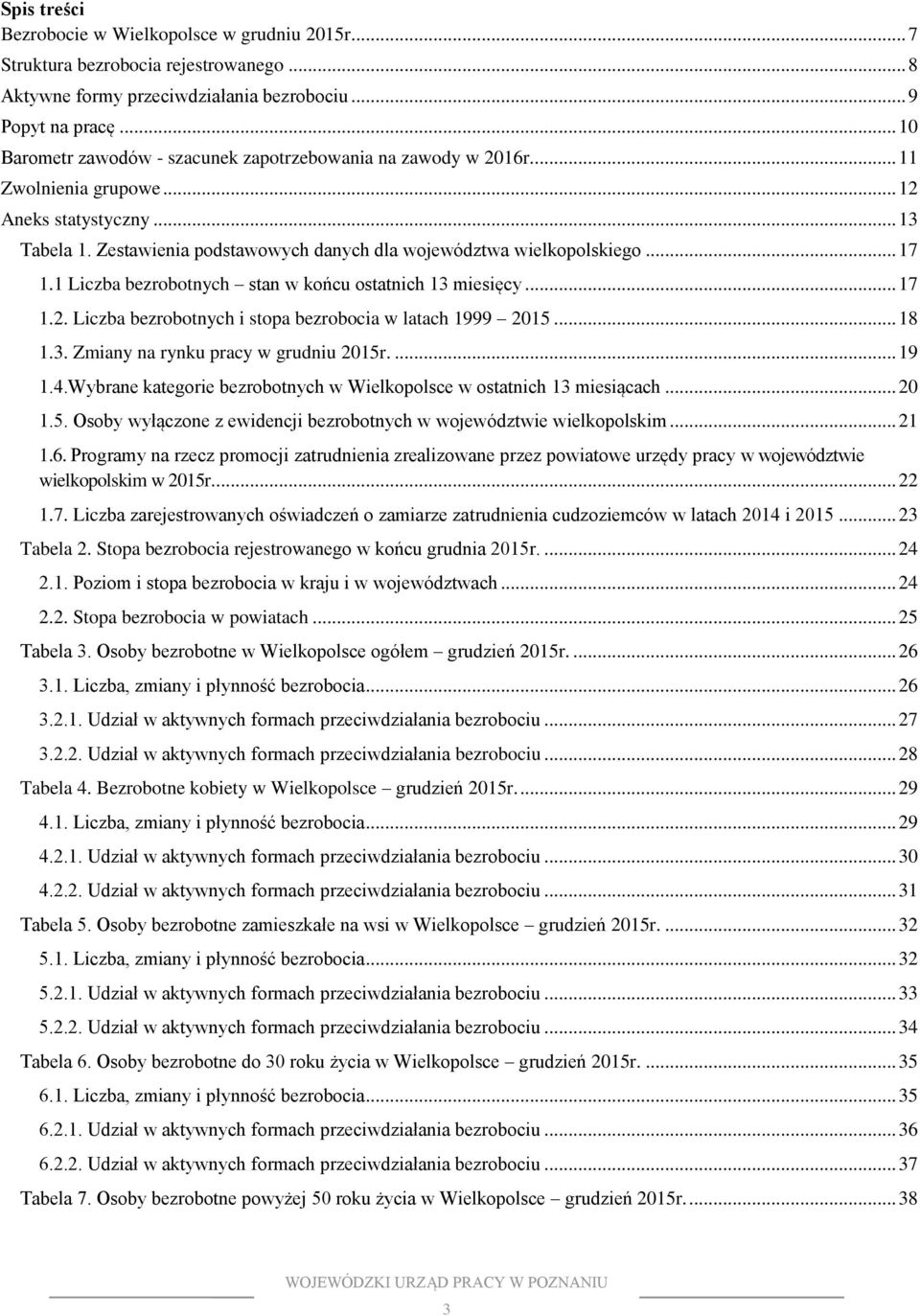 .. 17 1.1 Liczba stan w końcu ostatnich 13 miesięcy... 17 1.2. Liczba i stopa bezrobocia w latach 1999 2015... 18 1.3. Zmiany na rynku pracy w grudniu 2015r.... 19 1.4.