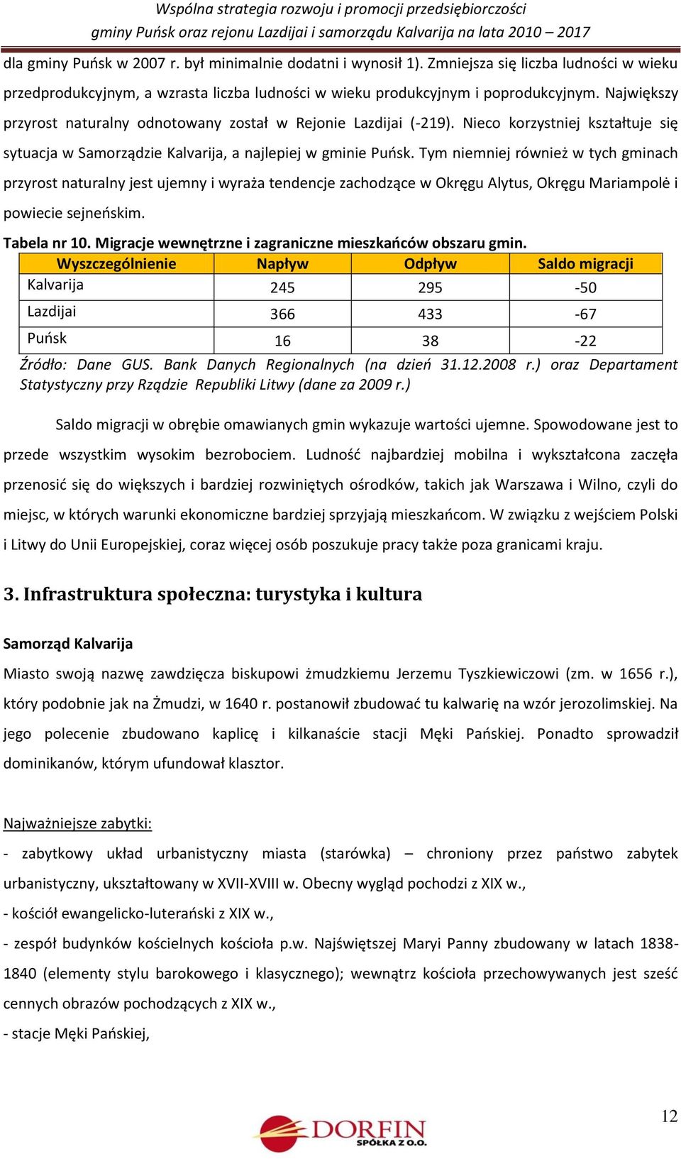 Tym niemniej również w tych gminach przyrost naturalny jest ujemny i wyraża tendencje zachodzące w Okręgu Alytus, Okręgu Mariampolė i powiecie sejneoskim. Tabela nr 10.