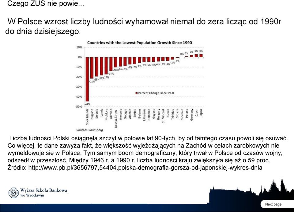 Co więcej, te dane zawyża fakt, że większość wyjeżdżających na Zachód w celach zarobkowych nie wymeldowuje się w Polsce.