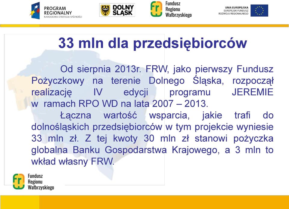 programu JEREMIE w ramach RPO WD na lata 2007 2013.