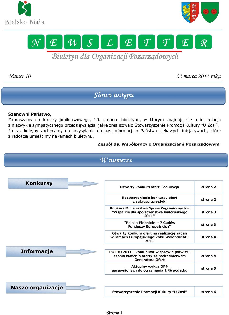 Po raz kolejny zachęcamy do przysyłania do nas informacji o Państwa ciekawych inicjatywach, które z radością umieścimy na łamach biuletynu. Zespół ds.