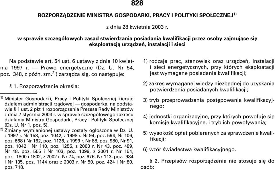 Prawo energetyczne (Dz. U. Nr 54, poz. 348, z póên. zm. 2) ) zarzàdza si, co nast puje: 1.