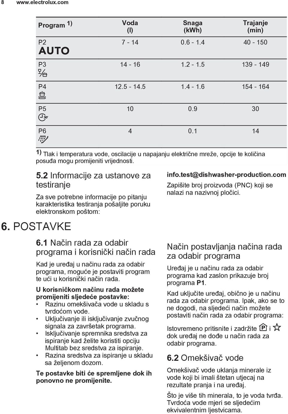 2 Informacije za ustanove za testiranje Za sve potrebne informacije po pitanju karakteristika testiranja pošaljite poruku elektronskom poštom: 6. POSTAVKE 6.