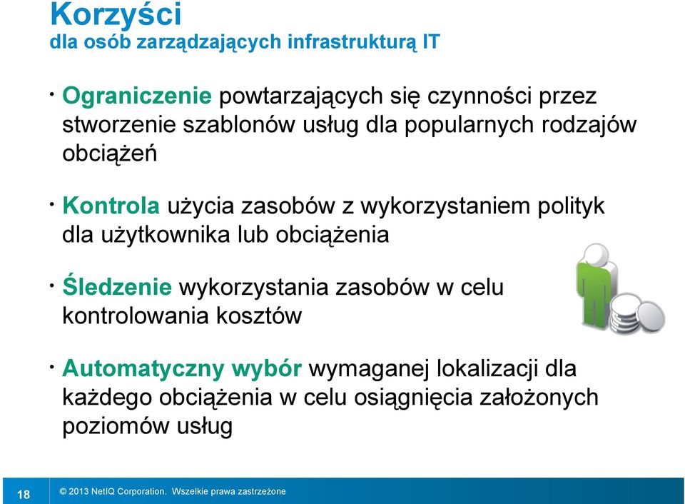 polityk dla użytkownika lub obciążenia Śledzenie wykorzystania zasobów w celu kontrolowania kosztów