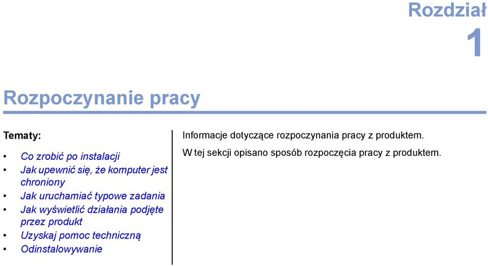 podjęte przez produkt Uzyskaj pomoc techniczną Odinstalowywanie Informacje dotyczące