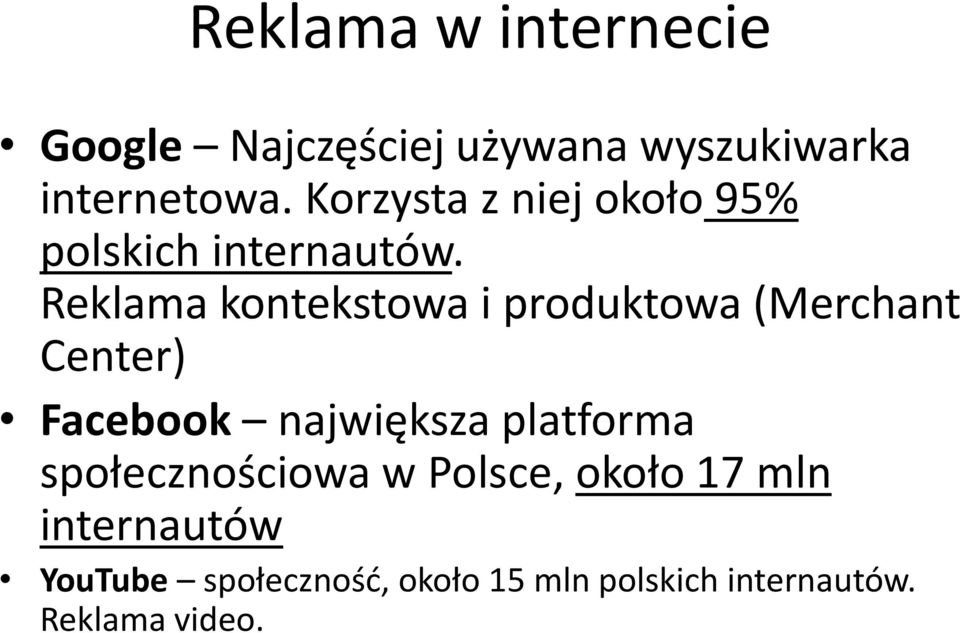 Reklama kontekstowa i produktowa (Merchant Center) Facebook największa platforma