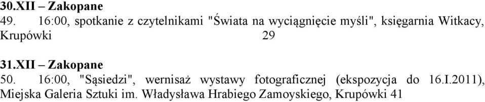 księgarnia Witkacy, Krupówki 29 31.XII Zakopane 50.
