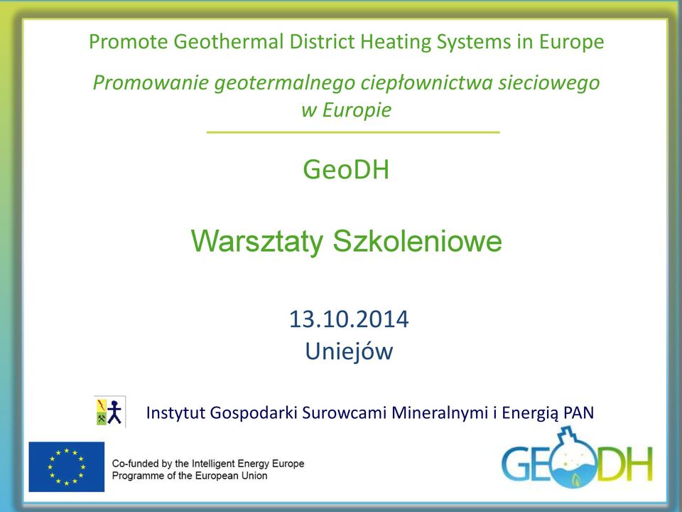 Europie GeoDH Warsztaty Szkoleniowe 13.10.