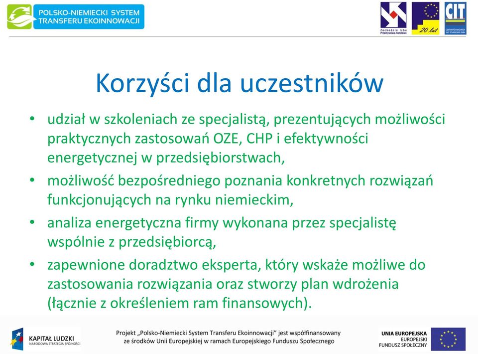 rynku niemieckim, analiza energetyczna firmy wykonana przez specjalistę wspólnie z przedsiębiorcą, zapewnione doradztwo