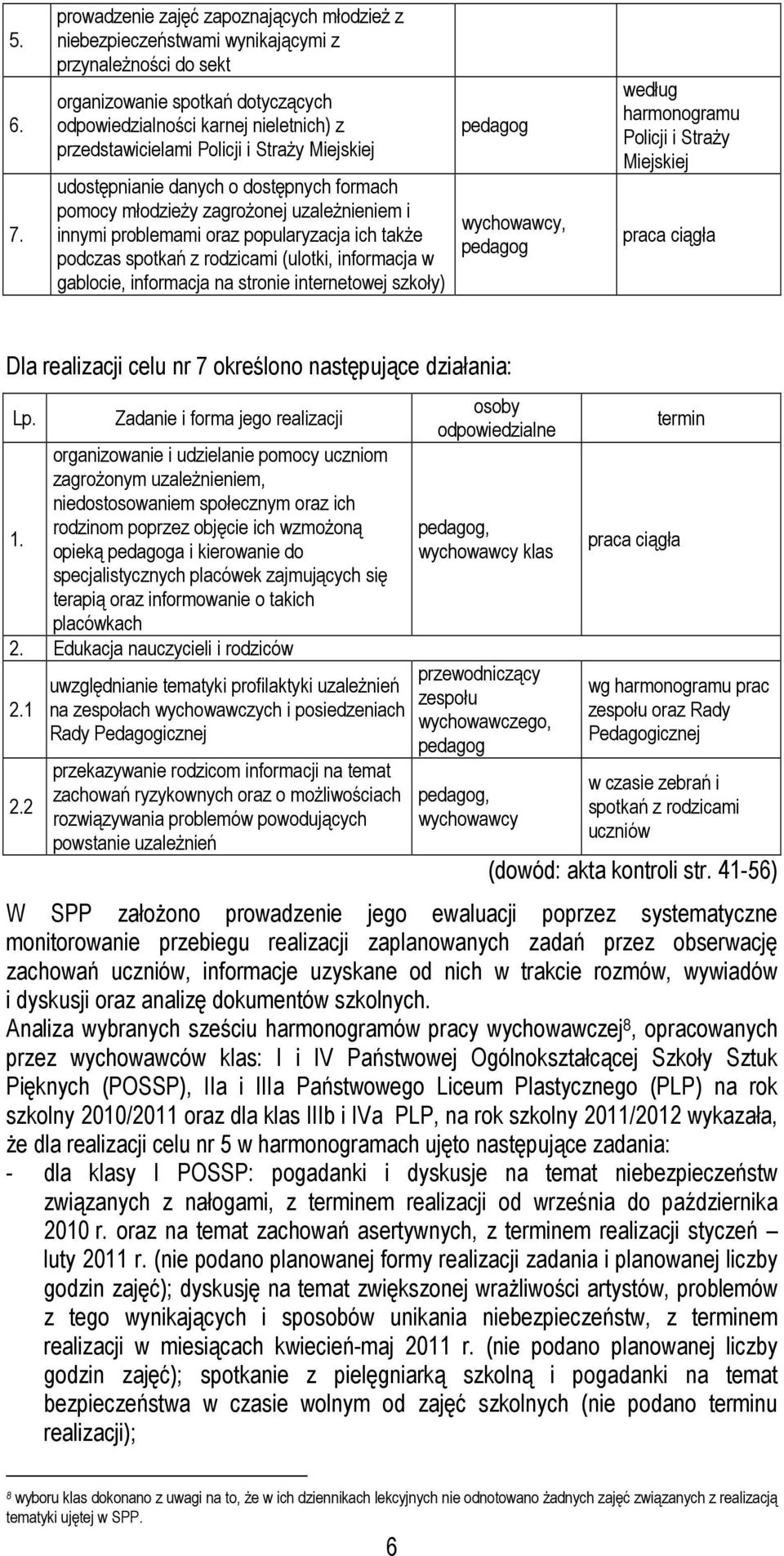 i StraŜy Miejskiej udostępnianie danych o dostępnych formach pomocy młodzieŝy zagroŝonej uzaleŝnieniem i innymi problemami oraz popularyzacja ich takŝe podczas spotkań z rodzicami (ulotki, informacja
