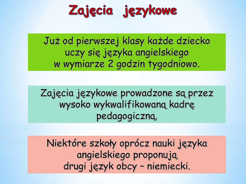 Zajęcia językowe prowadzone są przez wysoko wykwalifikowaną kadrę