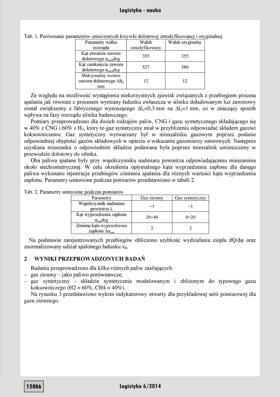 zamknięcia zaworu dolotowego α zdol deg 527 580 Maksymalny wznios zaworu dolotowego Δh d mm 12 12 Ze względu na możliwość wystąpienia niekorzystnych zjawisk związanych z przebiegiem procesu spalania