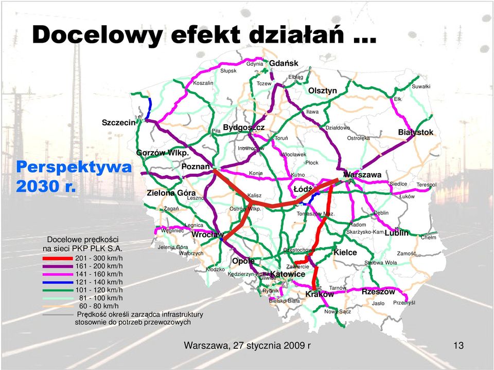Działdowo Ostrołęka Warszawa Białystok Siedlce Terespol Łuków Dęblin Docelowe prędkości na sieci PKP PLK S.A.