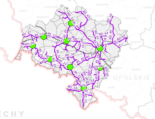 Zasięg sieci DSS Parametry sieci: 1 616 km tras kabli światłowodowych 10 węzłów szkieletowych 82 węzłów dostępowych 2 centra