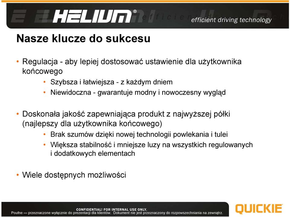 produkt z najwyższej półki (najlepszy dla użytkownika końcowego) Brak szumów dzięki nowej technologii powlekania