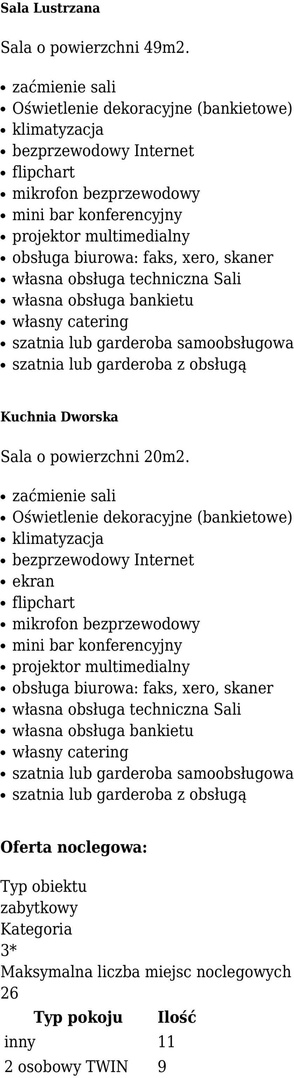 ekran Oferta noclegowa: Typ obiektu zabytkowy Kategoria