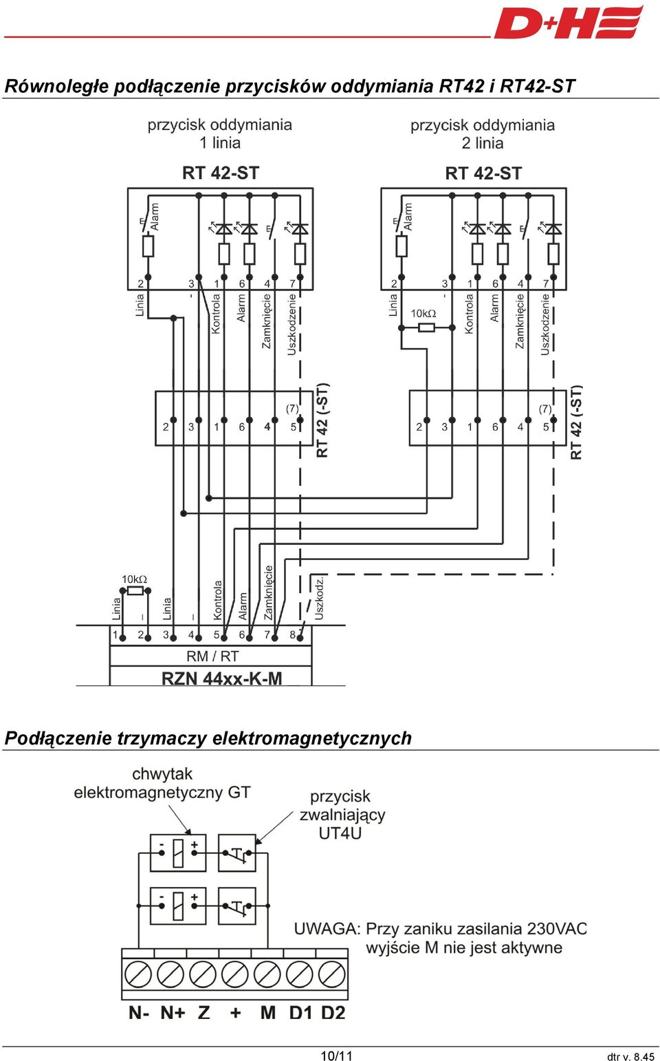 RT42-ST Podłączenie trzymaczy