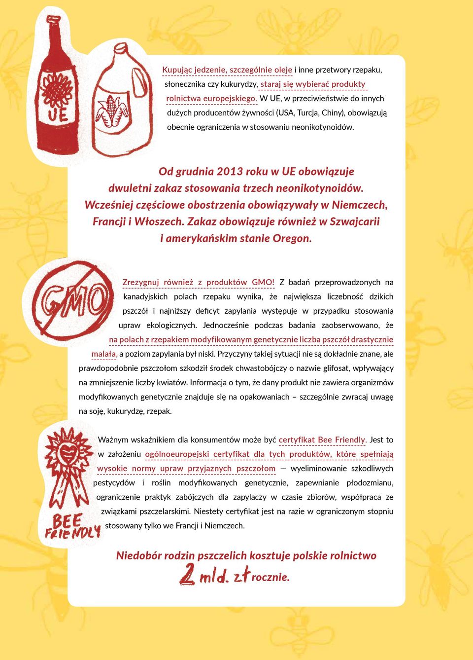 Od grudnia 2013 roku w UE obowiązuje dwuletni zakaz stosowania trzech neonikotynoidów. Wcześniej częściowe obostrzenia obowiązywały w Niemczech, Francji i Włoszech.