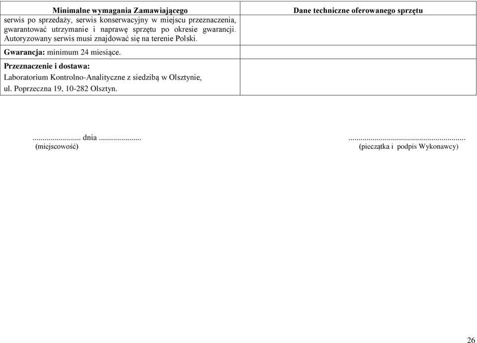 Gwarancja: minimum 24 miesiące.
