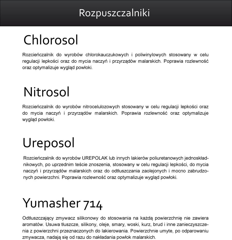 Poprawia rozlewność oraz optymalizuje wygląd powłoki.