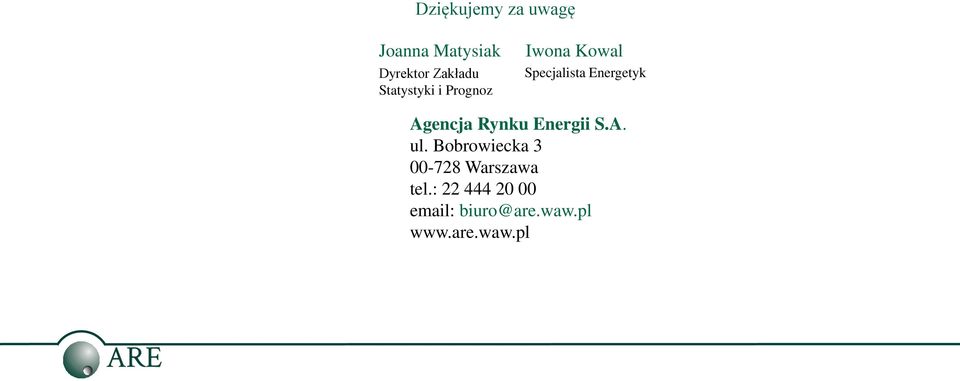 Agencja Rynku Energii S.A. ul.