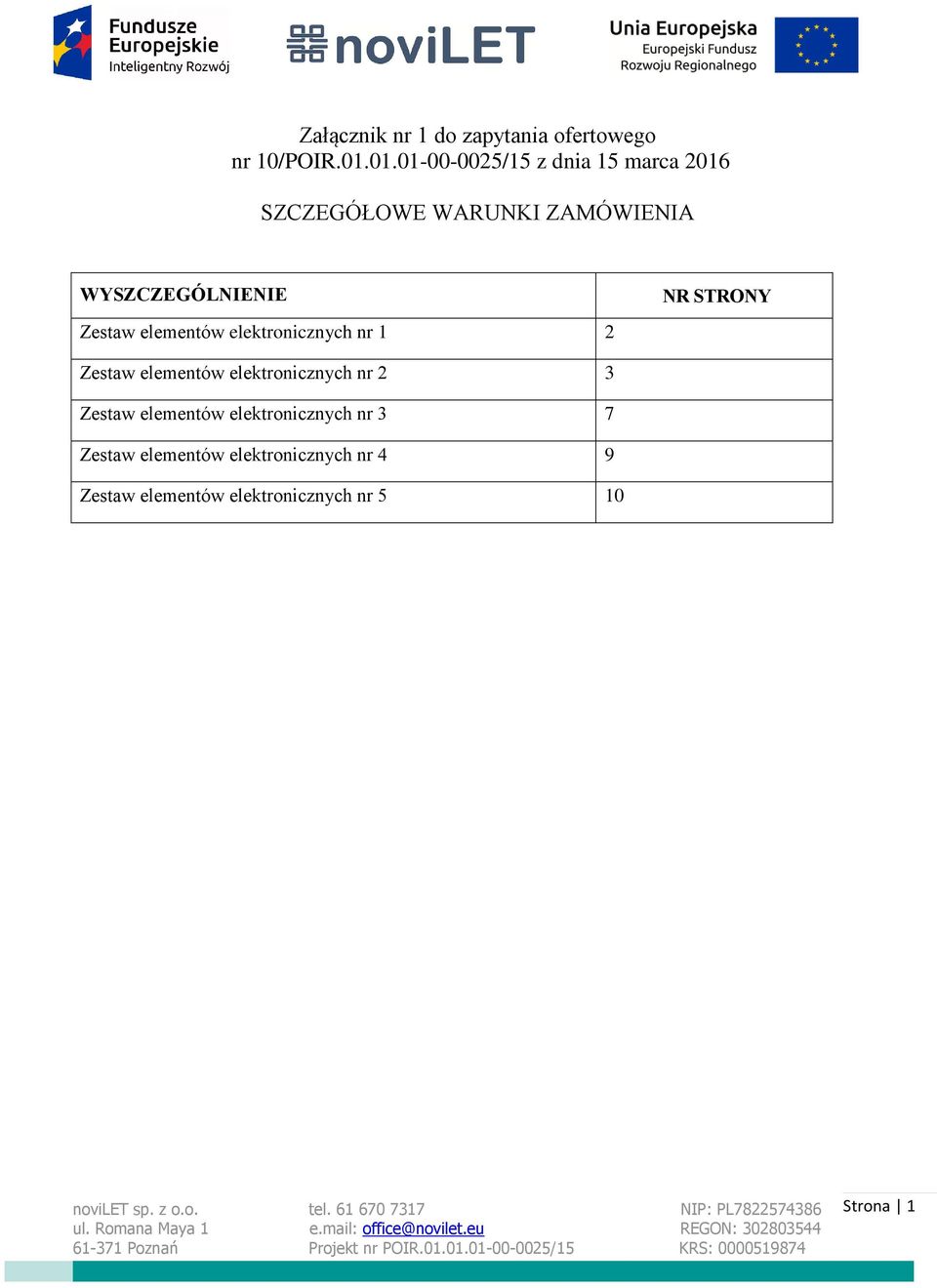 Zestaw elementów elektronicznych nr 1 2 NR STRONY Zestaw elementów elektronicznych nr 2 3