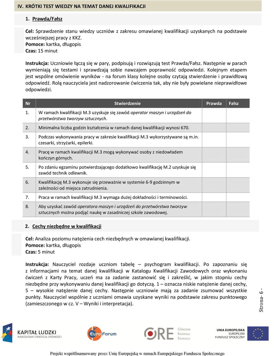 Następnie w parach wymieniają się testami i sprawdzają sobie nawzajem poprawność odpowiedzi.