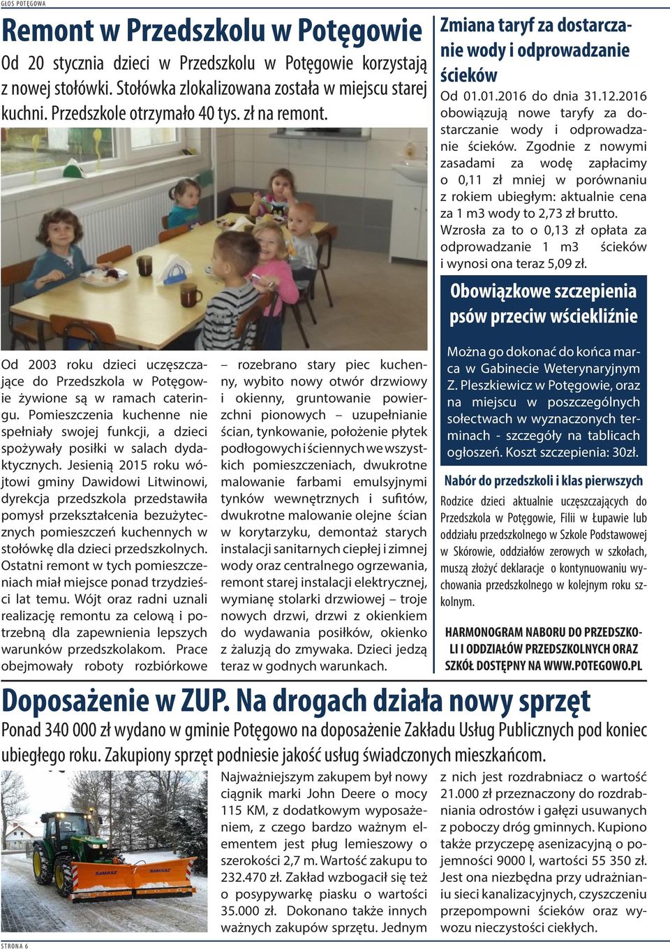 2016 obowiązują nowe taryfy za dostarczanie wody i odprowadzanie ścieków.
