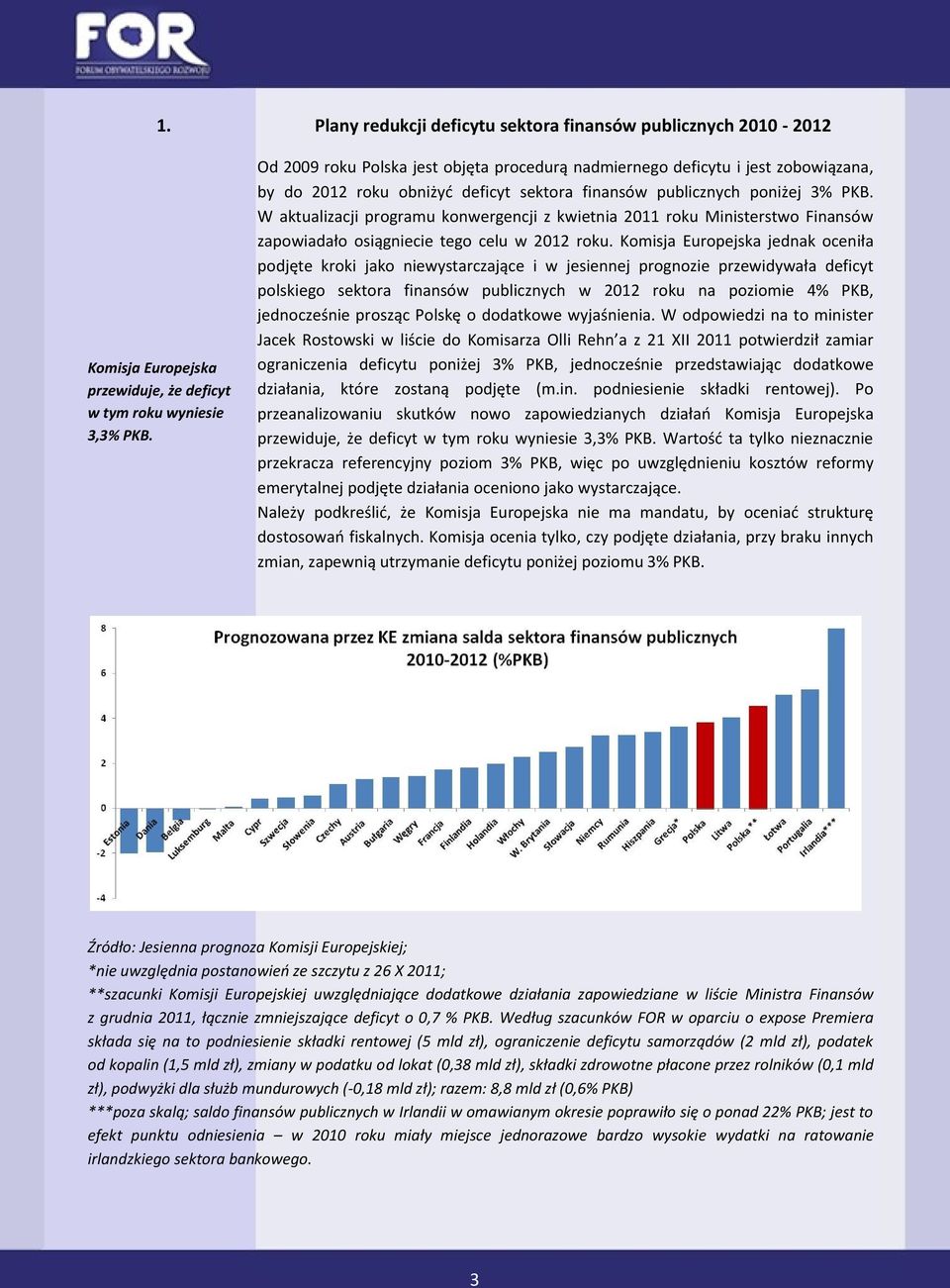 W aktualizacji programu konwergencji z kwietnia 2011 roku Ministerstwo Finansów zapowiadało osiągniecie tego celu w 2012 roku.