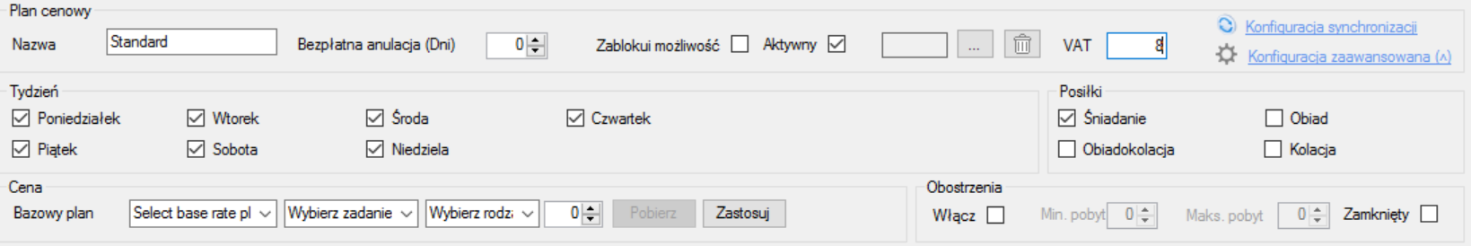 3. TWORZENIE PLANÓW CENOWYCH DLA GRUP POKOI Plany cenowe służą do zarządzania cenami pokoi znajdujących się w grupach pokoi. Komentarz.