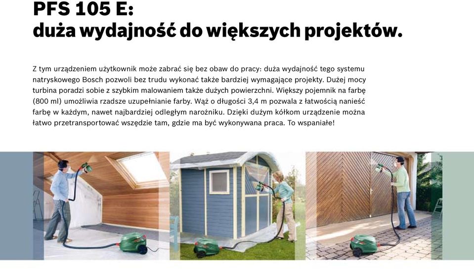 bardziej wymagające projekty. Dużej mocy turbina poradzi sobie z szybkim malowaniem także dużych powierzchni.