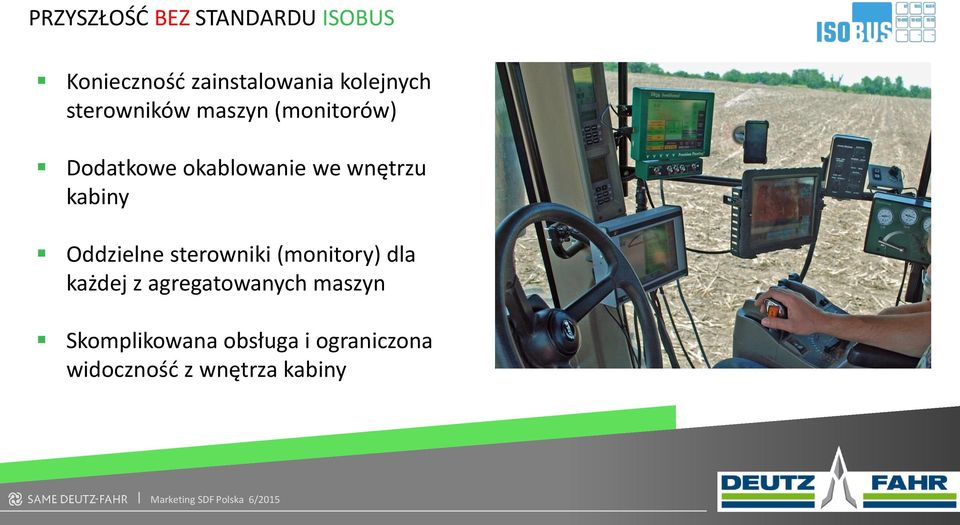 wnętrzu kabiny Oddzielne sterowniki (monitory) dla każdej z