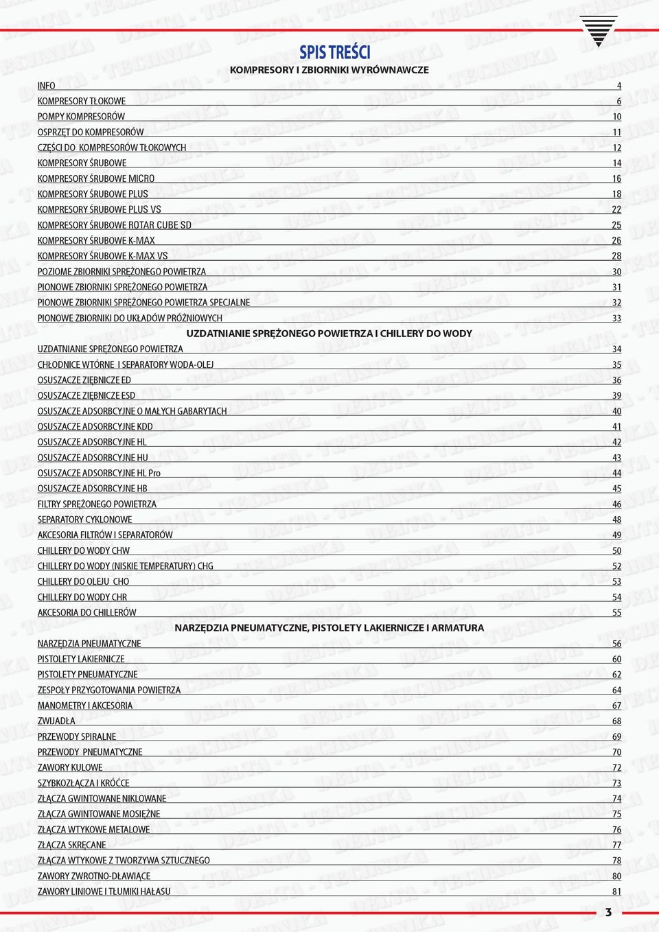 30 PIONOWE ZBIORNIKI SPRĘŻONEGO POWIETRZA 31 PIONOWE ZBIORNIKI SPRĘŻONEGO POWIETRZA SPECJALNE 32 PIONOWE ZBIORNIKI DO UKŁADÓW PRÓŻNIOWYCH 33 UZDATNIANIE SPRĘŻONEGO POWIETRZA I CHILLERY DO WODY