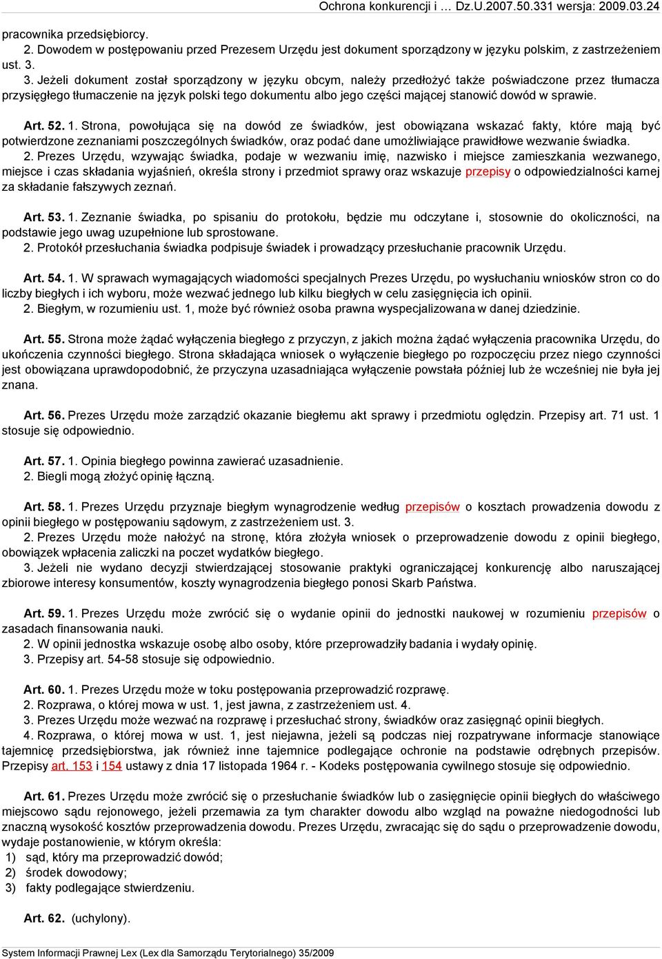 dowód w sprawie. Art. 52. 1.