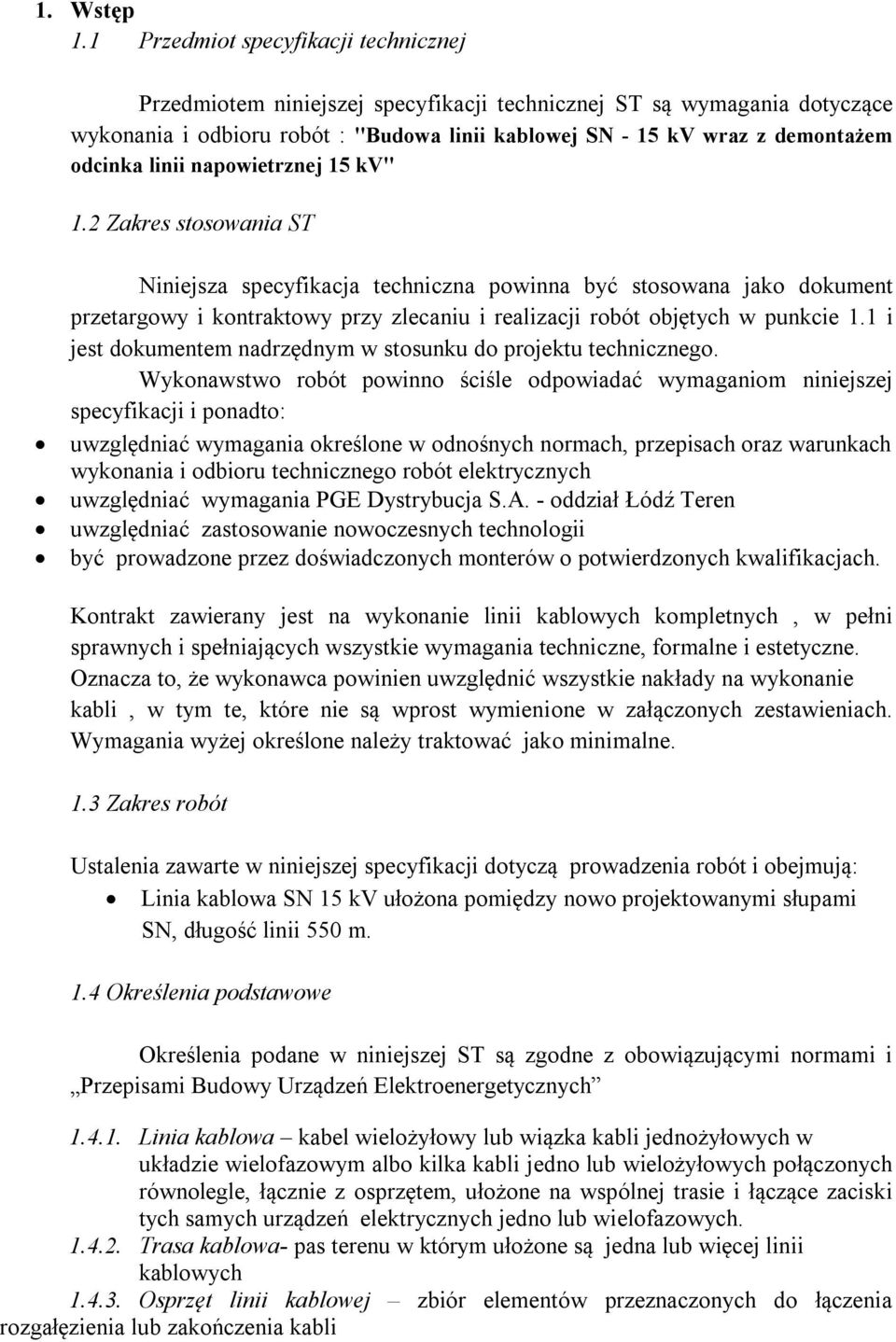 linii napowietrznej 15 kv" 1.