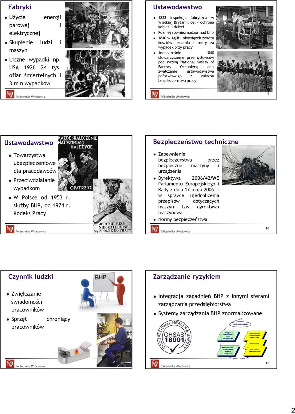 leczenia i renty za wypadek przy pracy Jednocześnie 1840 stowarzyszenie przemysłowców pod nazwą National Safety of Factory Occupiers; cel: zwalczanie ustawodawstwa państwowego z zakresu