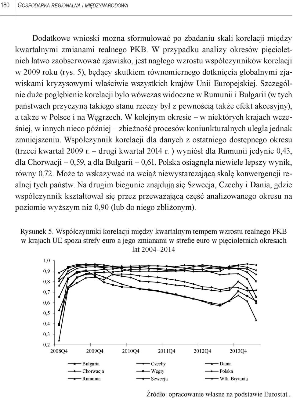 5), będący skutkiem równomiernego dotknięcia globalnymi zjawiskami kryzysowymi właściwie wszystkich krajów Unii Europejskiej.