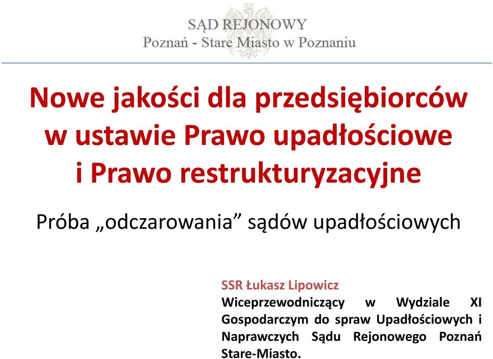 SSR Łukasz Lipowicz Wiceprzewodniczący w Wydziale XI Gospodarczym