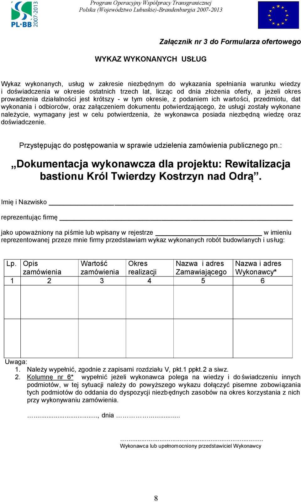 potwierdzającego, że usługi zostały wykonane należycie, wymagany jest w celu potwierdzenia, że wykonawca posiada niezbędną wiedzę oraz doświadczenie.