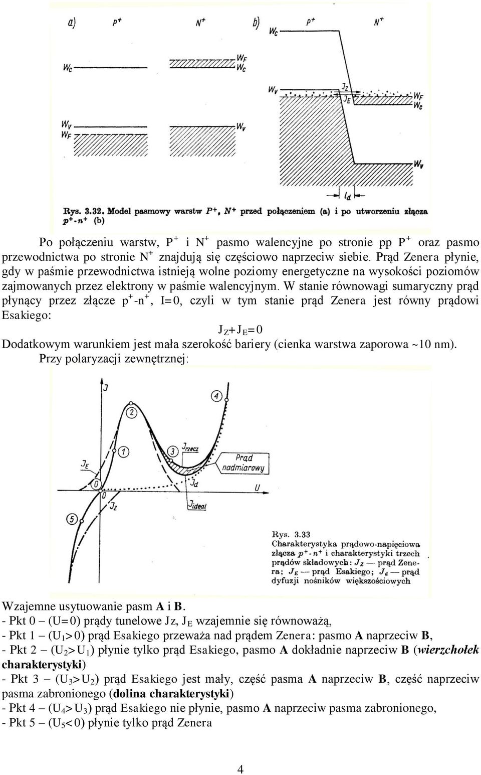 W tanie równowai umaryczny rąd łynący rzez złącze + -n +, I=0, czyli w tym tanie rąd Zenera jet równy rądowi Eakieo: J Z +J E =0 Dodatkowym warunkiem jet mała zerokość bariery (cienka wartwa zaorowa