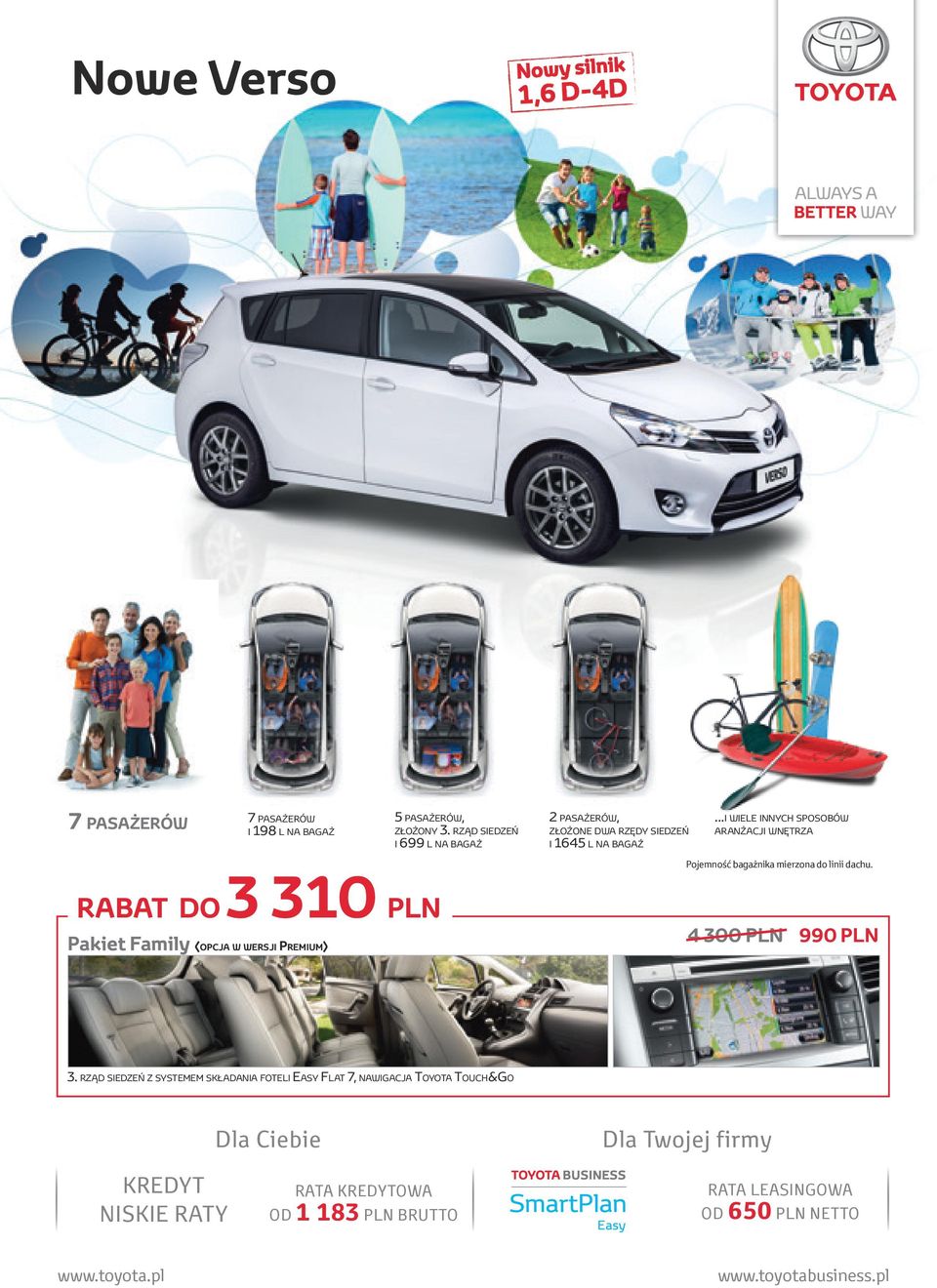 ..i wiele innych sposobów aranżacji wnętrza Pojemność bagażnika mierzona do linii dachu. RABAT do 3 30 PLN.