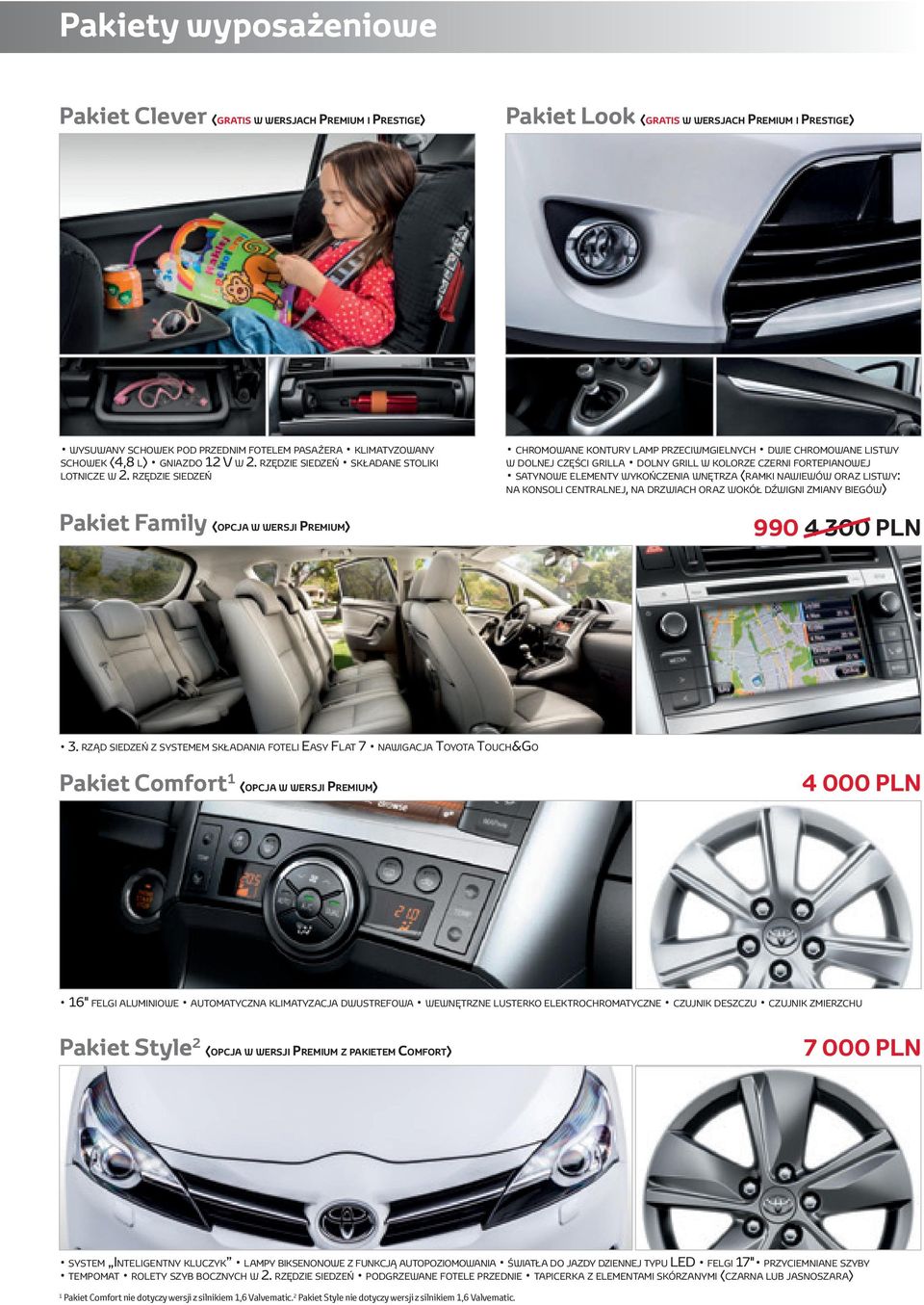 rzędzie siedzeń Pakiet Family (opcja w wersji Premium) chromowane kontury lamp przeciwmgielnych dwie chromowane listwy w dolnej części grilla dolny grill w kolorze czerni fortepianowej satynowe