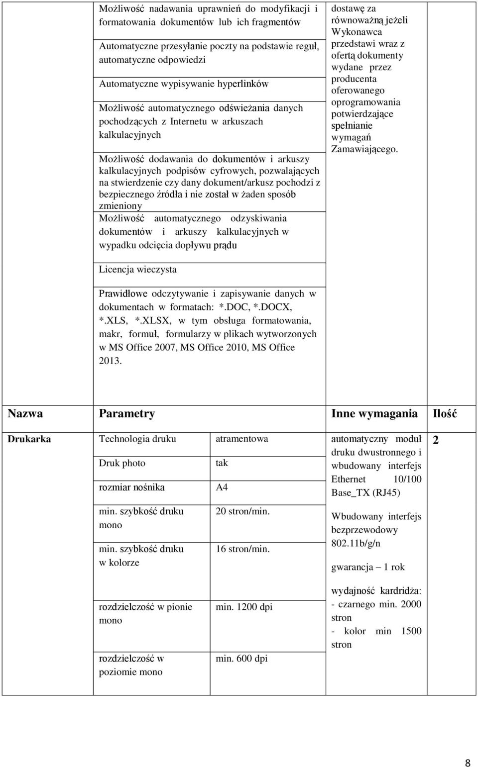 pozwalających na stwierdzenie czy dany dokument/arkusz pochodzi z bezpiecznego źródła i nie został w żaden sposób zmieniony Możliwość automatycznego odzyskiwania dokumentów i arkuszy kalkulacyjnych w