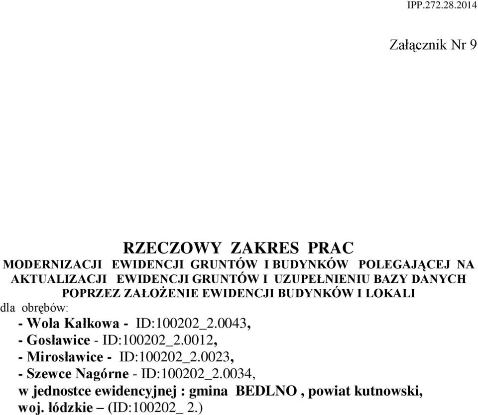 Wola Kałkowa - ID:100202_2.0043, - Gosławice - ID:100202_2.0012, - Mirosławice - ID:100202_2.